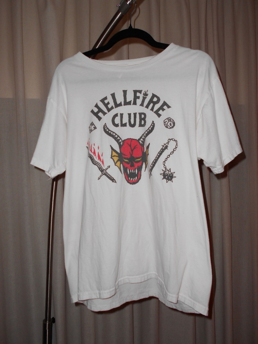 Stranger Things Hellfire Club White T-Shirt Large